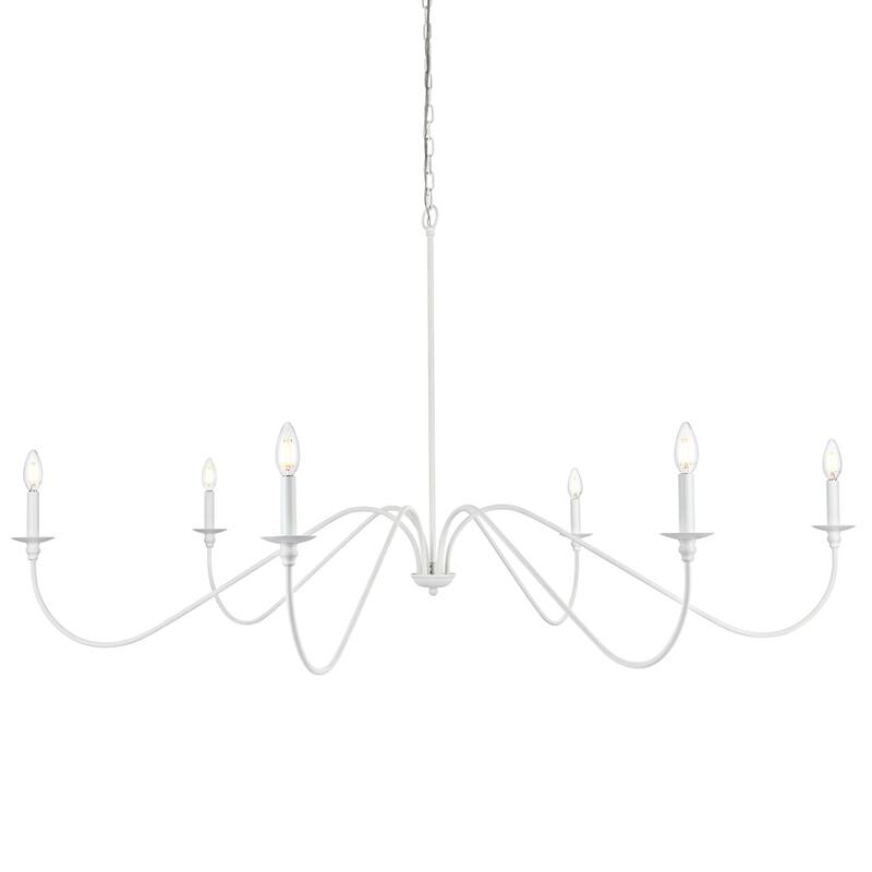 Elegant Lighting LD5056D60 Rohan 6 Light 60" Wide Taper Candle Style - White