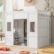 preview thumbnail 21 of 77, Modern Wood House Loft Bed with Ladder and Wardrobe White - Full