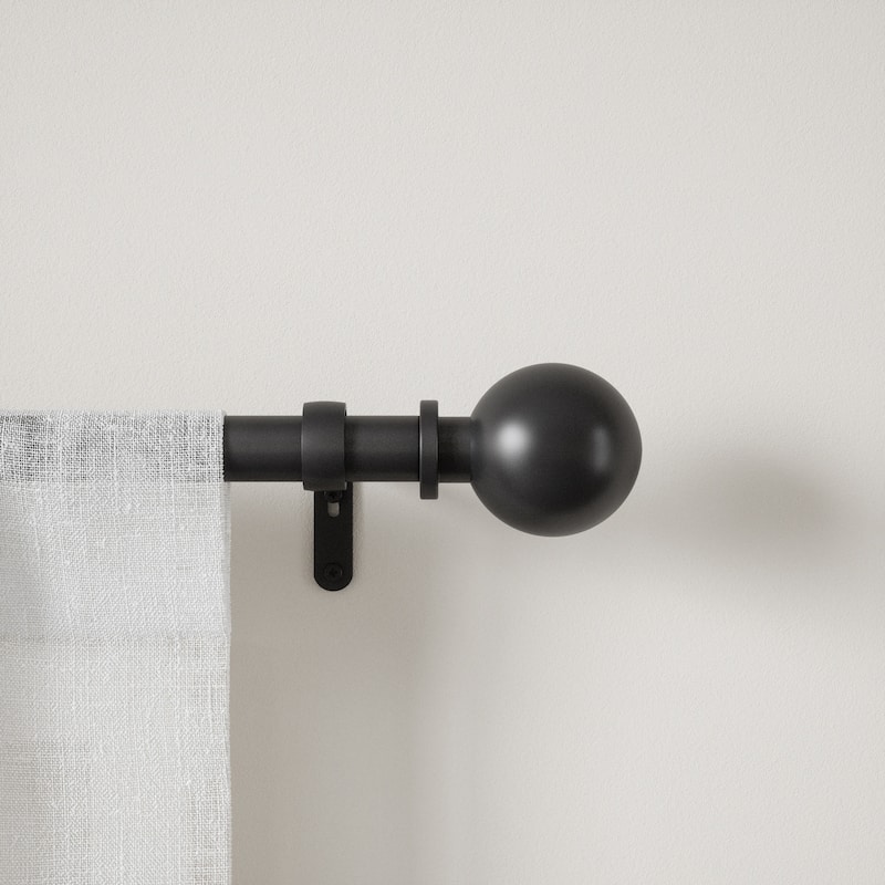 Adjustable Black Curtain Rod - 72 to 144 Inch - Modern Window Treatment Hardware - M