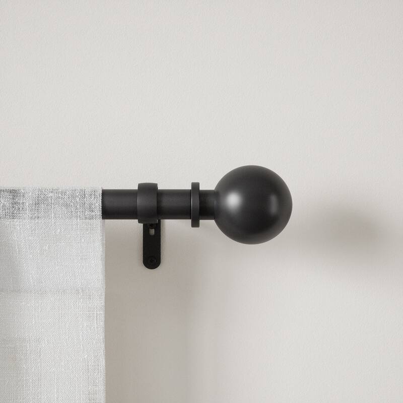 Black Curtain Rod - Adjustable 36-72 Inch Rod - Modern Window Treatment Hardware - M