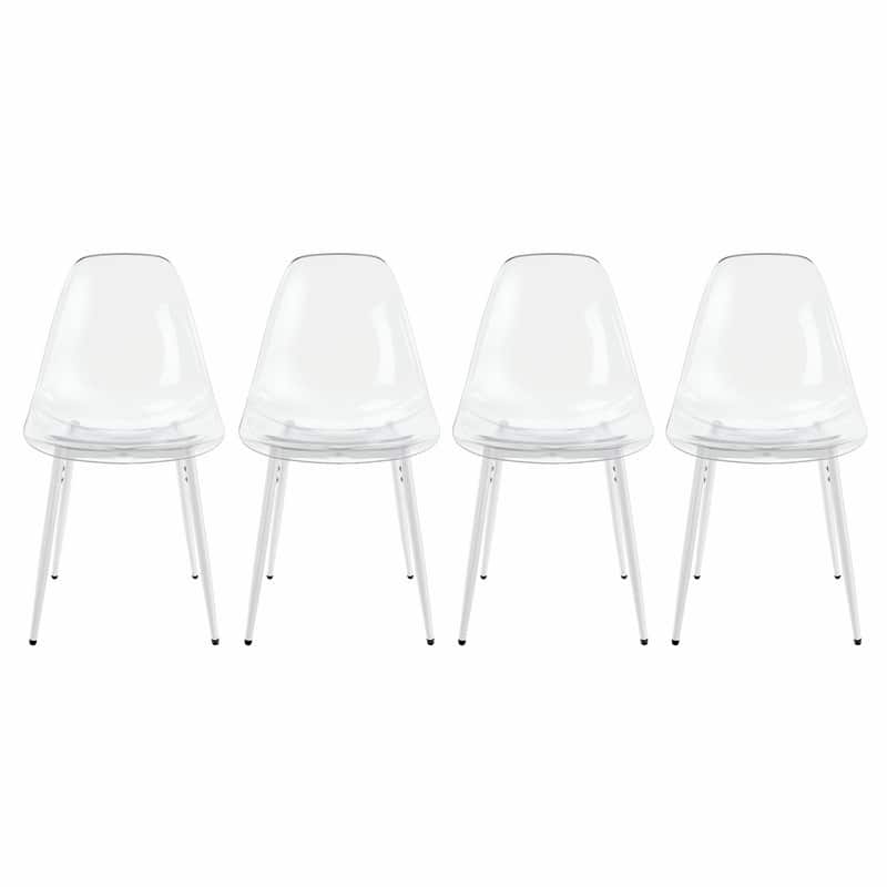 Modern Transparent Dining Chair with Clear Shell and Metal Legs, Easy-Clean Accent Chair for Home or Office