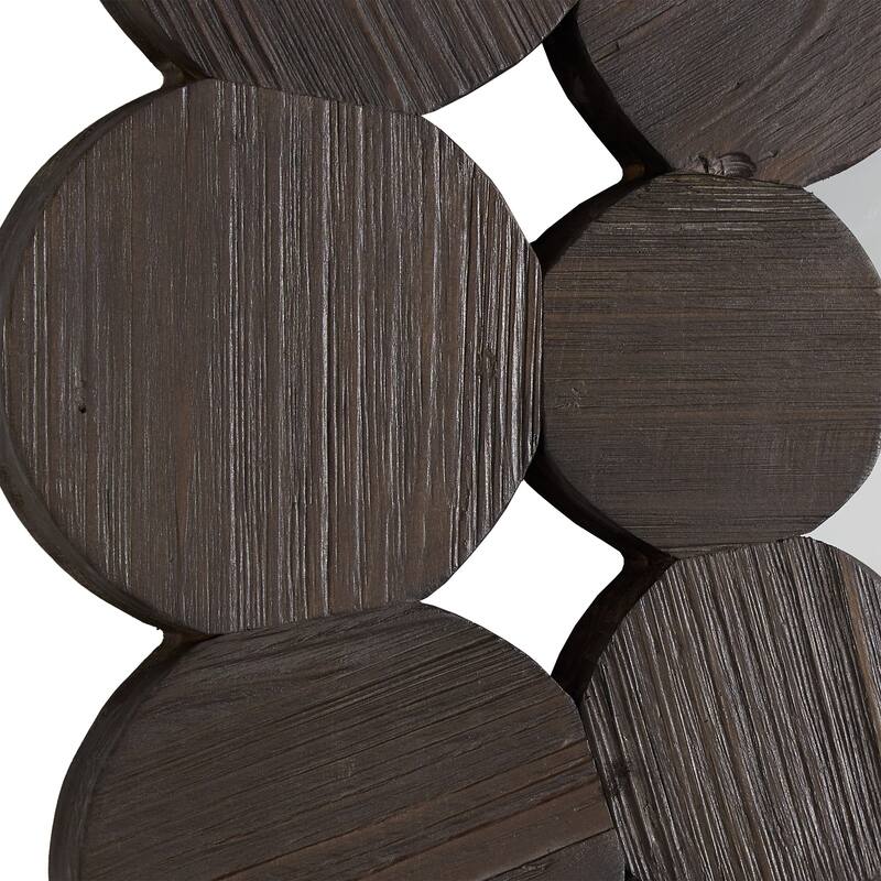 Joshua Dark Brown Reclaimed Wood Round Wall Mirror by iNSPIRE Q Artisan