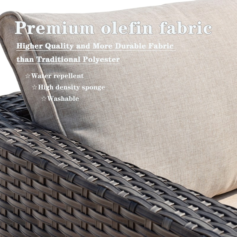 OVIOS Deep Seat Wicker 7-piece Sectional Set