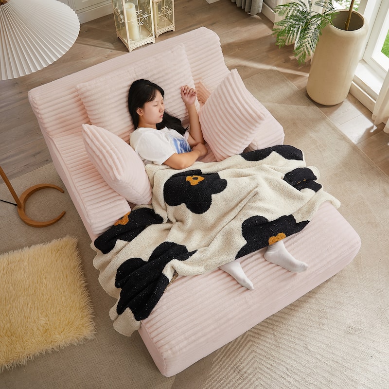 Corduroy Upholstery Cloud Modular Sectional Sofa with Chaise and Pillows, All-Foam Compression Design