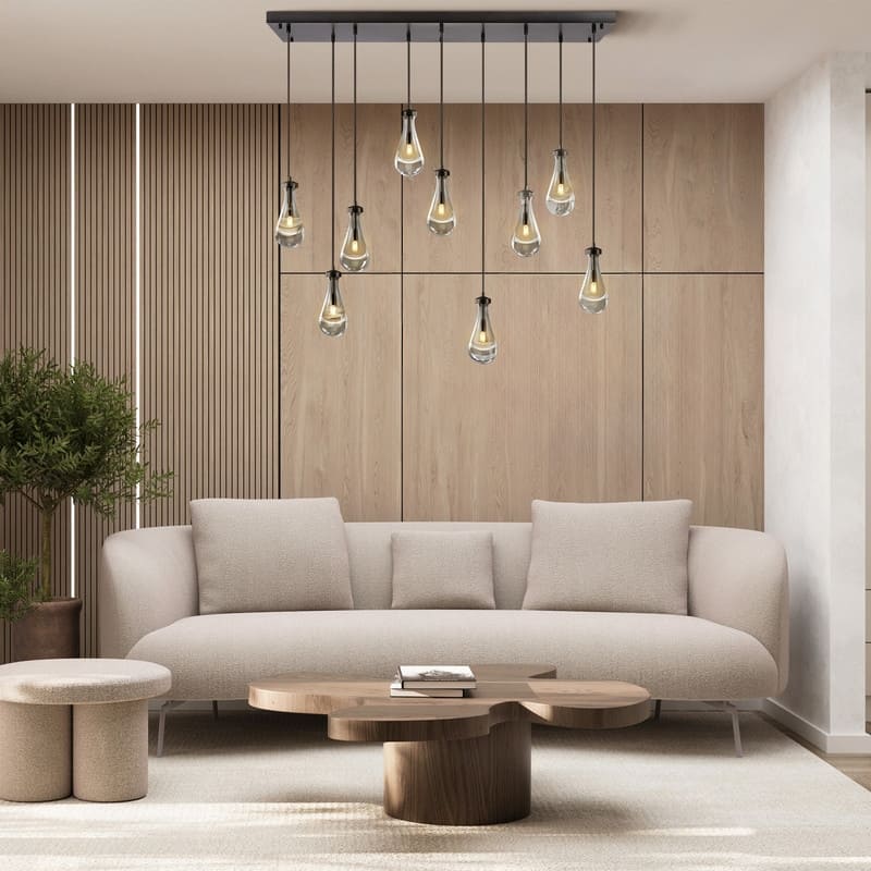 KAYLA Raindrop Chandelier, Modern Glass Pendant Light, Bulb Included