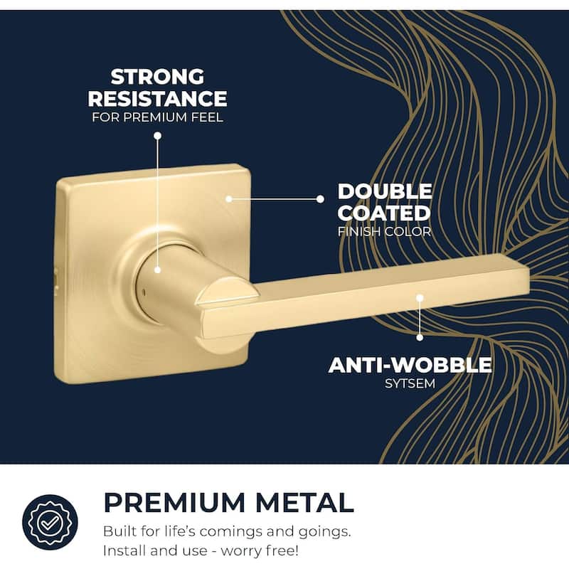Stylware Maven Square Door Handles Lever | Reversible Handing for Standard Door Sizes | Interior Privacy, Passage & Dummy Use
