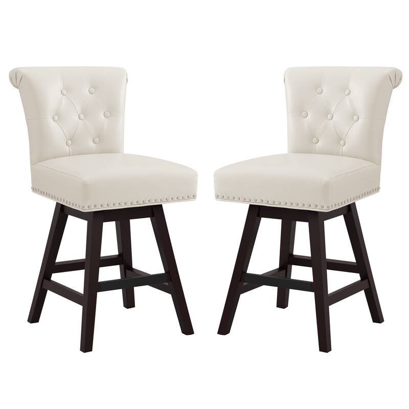 Modern 26.in Swivel Bar Stool Armless Counter Height Stool with Wooden Legs for Kitchen Island