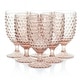 preview thumbnail 6 of 4, Martha Stewart 6Pc 14.2oz Glass Hobnail Goblet Drinkware Set Pink - 3.5x3.5x6.75