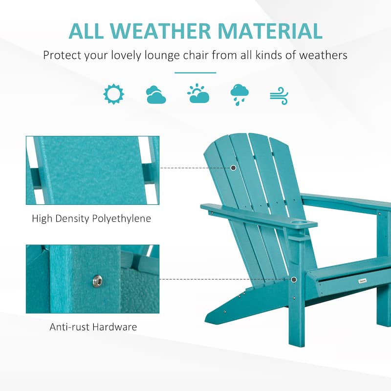 HDPE All-Weather Outdoor Adirondack Chair with Cup Holder, Fire Pit Chair for Backyard, Deck, Lawn, Garden, 330lbs Capacity