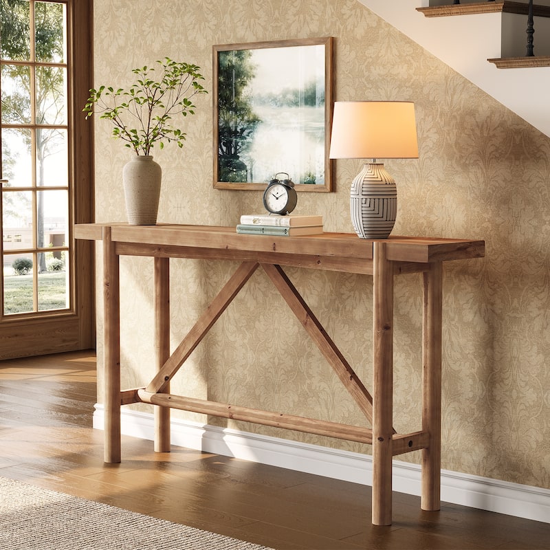 63" Long Solid Wood Console Table, Farmhouse Sofa Table for Entryway