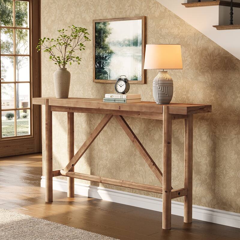 Solid Wood Console Table for Entryway, 63" Long Farmhouse Sofa Table