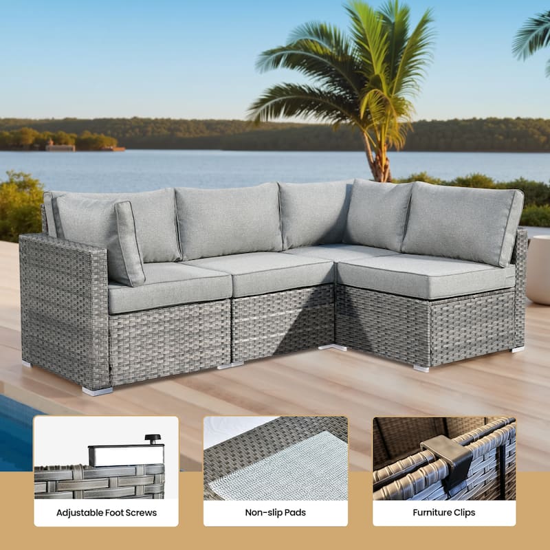 XIZZI 3-Piece Patio Wicker Chairs Sofa with Coffee Table