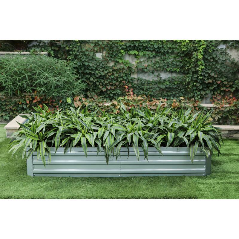 6-Ft Wide Galvanized Steel Rectangular Raised Garden Bed - 6 ft W x 3 ft D x 1 ft H