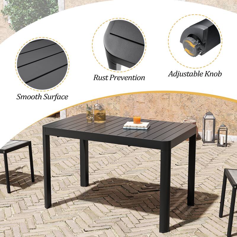 Outdoor 5/7-Piece Patio Aluminum Dining Set Stackable Chairs and Extendable Table