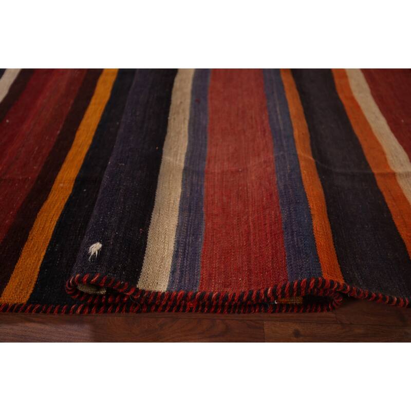 Striped Kilim Persian Area Rug Hand-Woven Wool Carpet - 5'9"x 8'8"