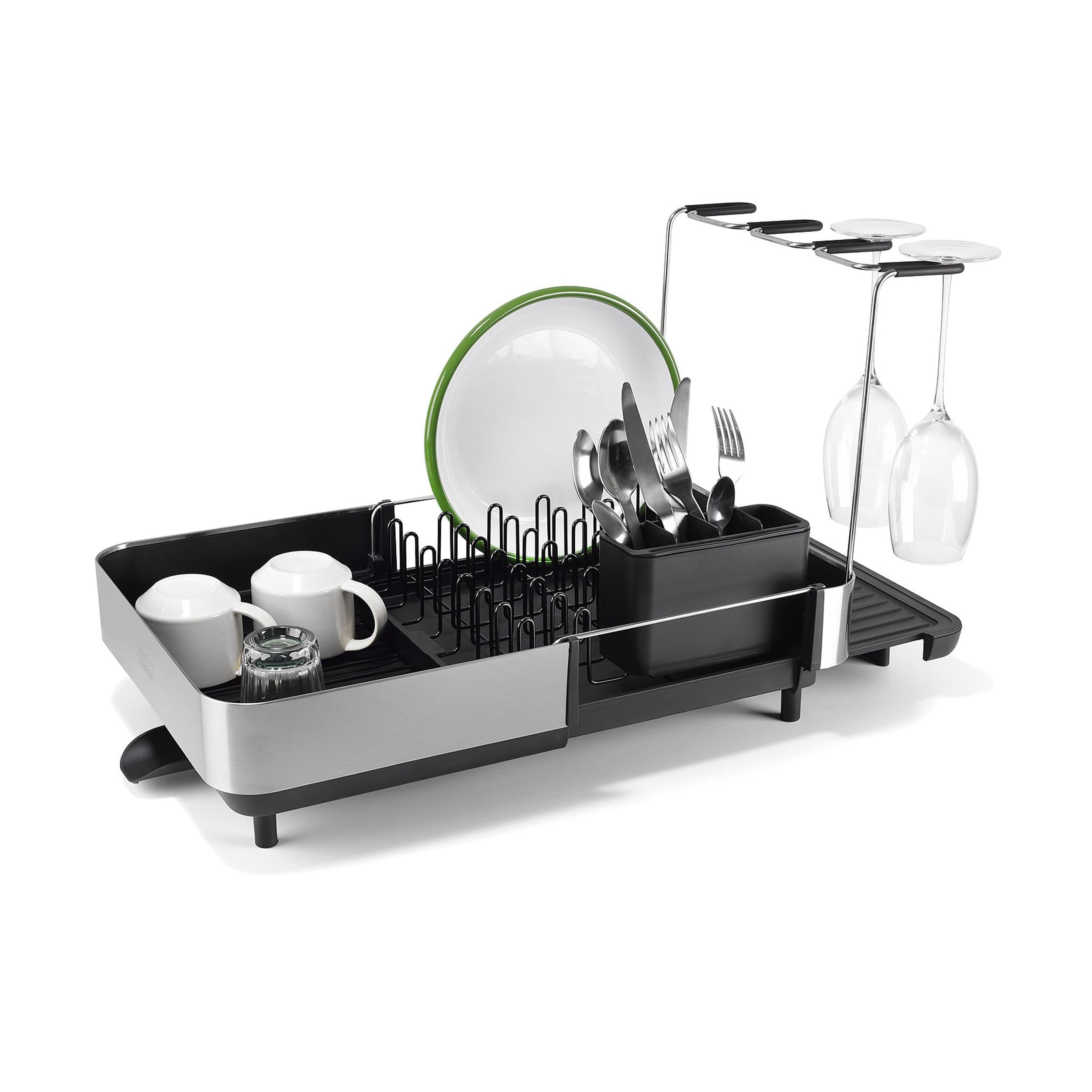 Extend Steel Plus Expandable Dish Rack with Wine Glass Holder