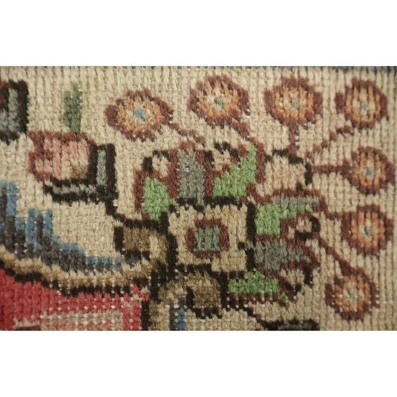 Hand Knotted Oriental 100% Wool Carpet Traditional Tribal Red Tabriz Area Rug - 4' 10'' X 3' 5''