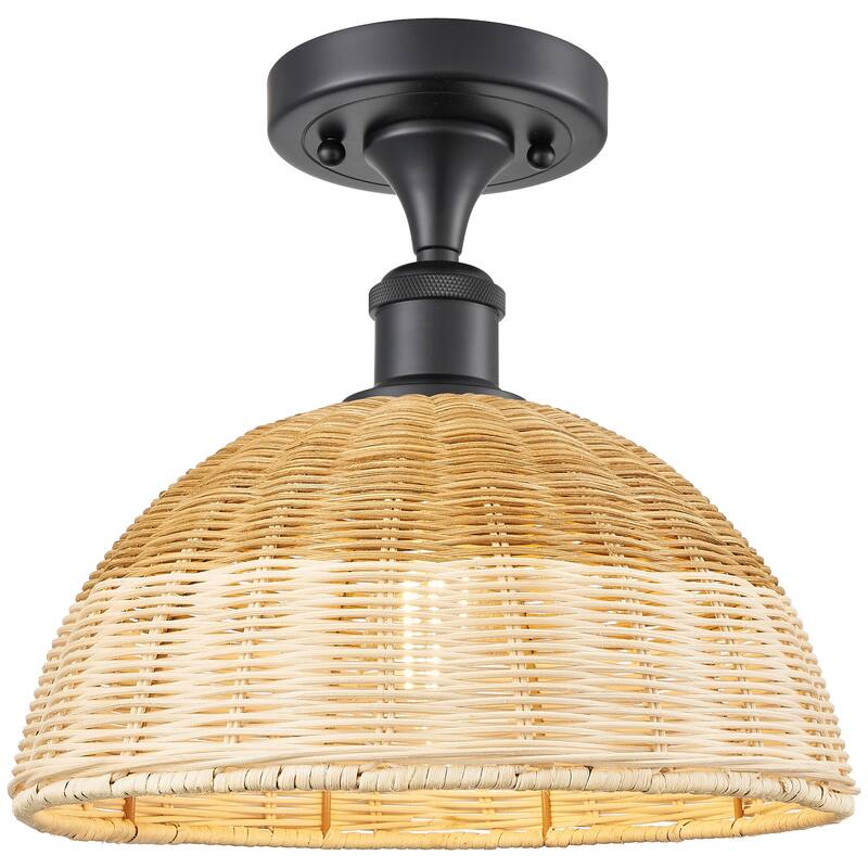 Innovations Lighting 516-1C-11-12 Bristol Natural II Semi-Flush - Matte Black / Natural