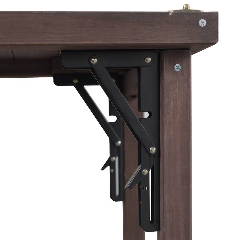 78.3 Inch Outdoor Grill Cart with Foldable Table Fir Wood Stainless Steel Top