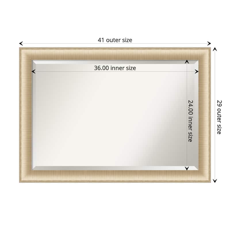 Beveled Bathroom Wall Mirror - Elegant Brushed Honey Frame - Outer Size: 41 x 29 in