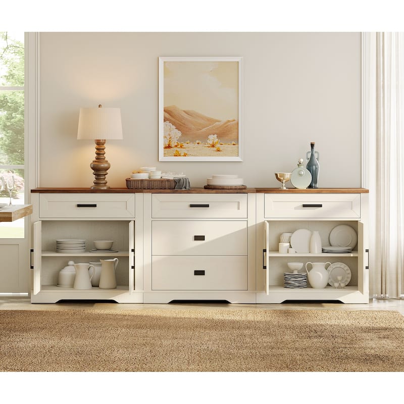 Large TV Stand,3/4-in-1 Farmhouse TV Console Table with Storage Barn Door Cabinet