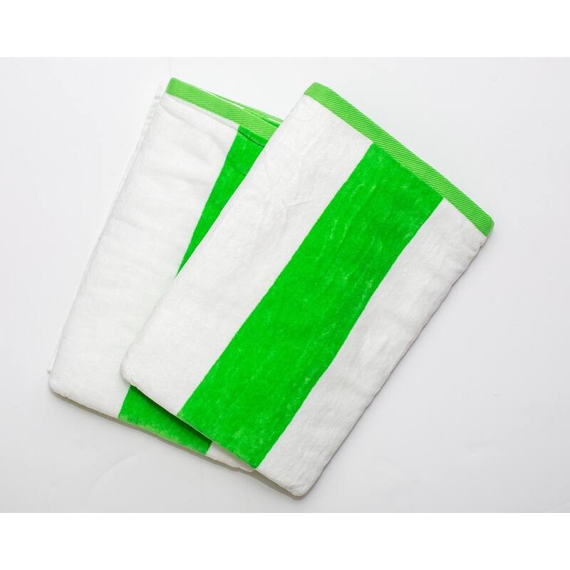 2 PK Tropical Cabana 100 Cotton Beach Towel - Lime