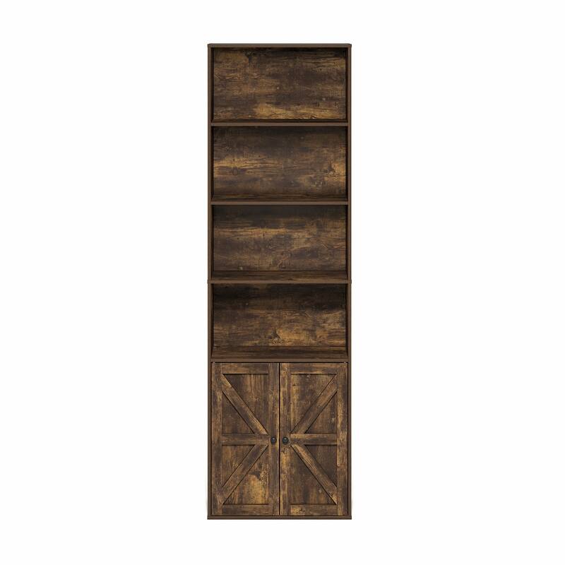 71.26 in. Tall Pine Wood 6-Shelf Bookcase