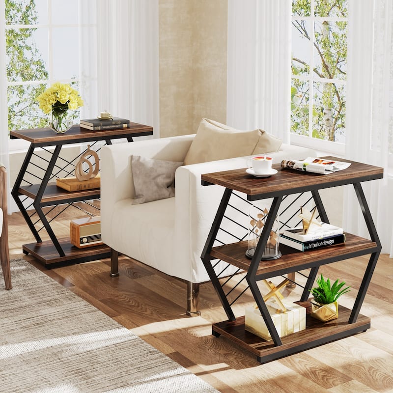 3-tier Rectangular End Side Table for Living Room