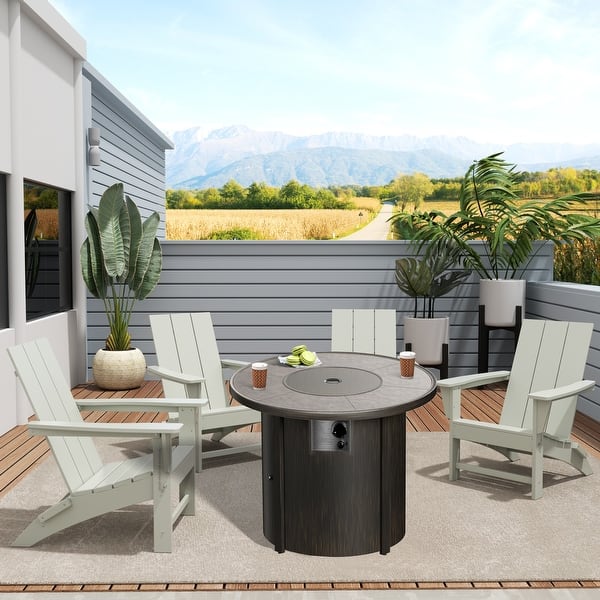 Shoreside Modern Poly Folding Adirondack Chair With Round Fire Pit Table  Set Bed Bath Beyond 37481174