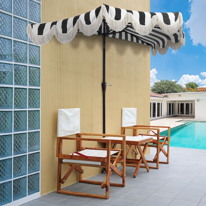 9ft Half Market Umbrella, Scalloped, Crank, Tilt, UV, by JONATHAN Y