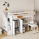 preview thumbnail 6 of 18, Twin Size Loft Bed with Stairs, Bookshelf, Drawers,Desk & Wardrobe