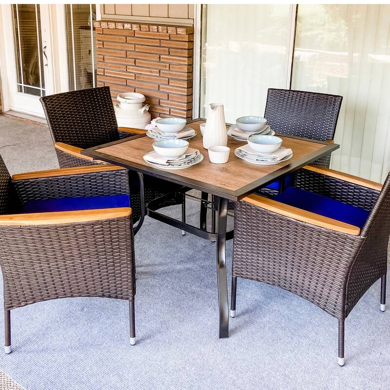 MAISON ARTS Outdoor Patio 6 Pieces Dining Set with Umbrella