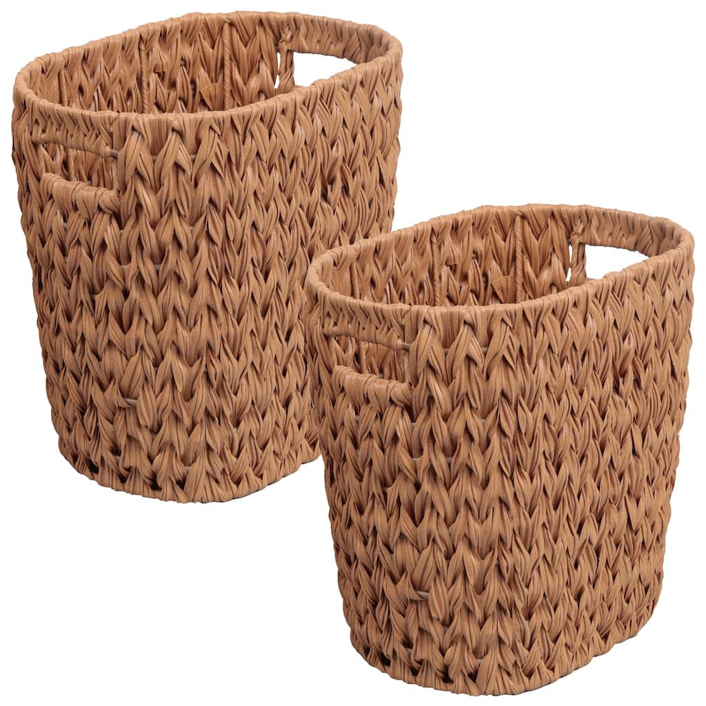 Maple Contemporary Farmhouse Resin 4.5-Gallon Tapered Oval Wicker Watebasket with Handles (Set of 2)
