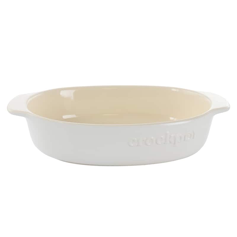 2.5 Quart Oval Stoneware Casserole in White - White