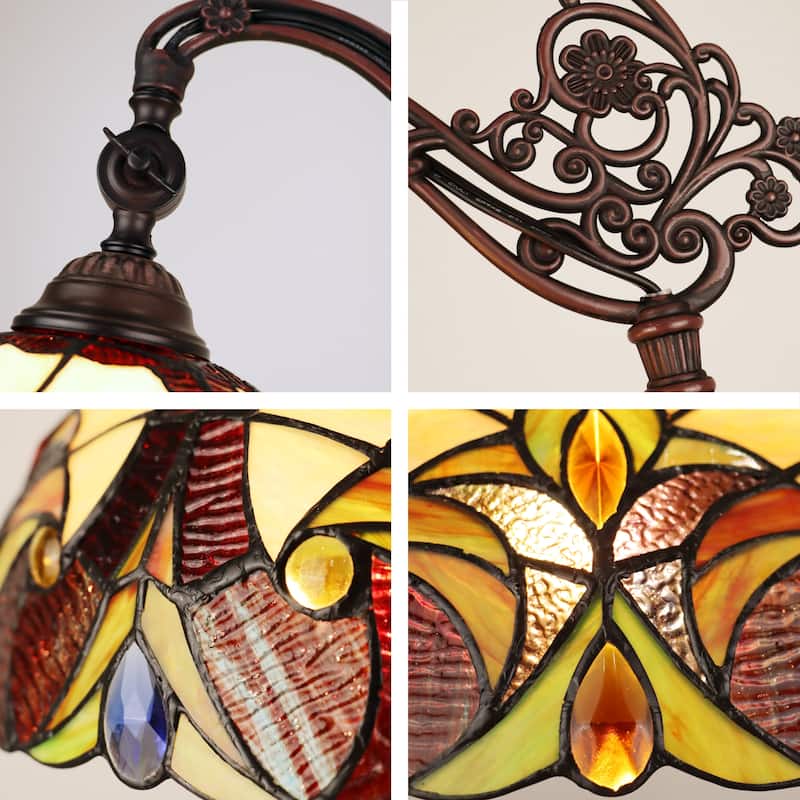 Tiffany-Style Victorian Design Dark Bronze Floor Lamp