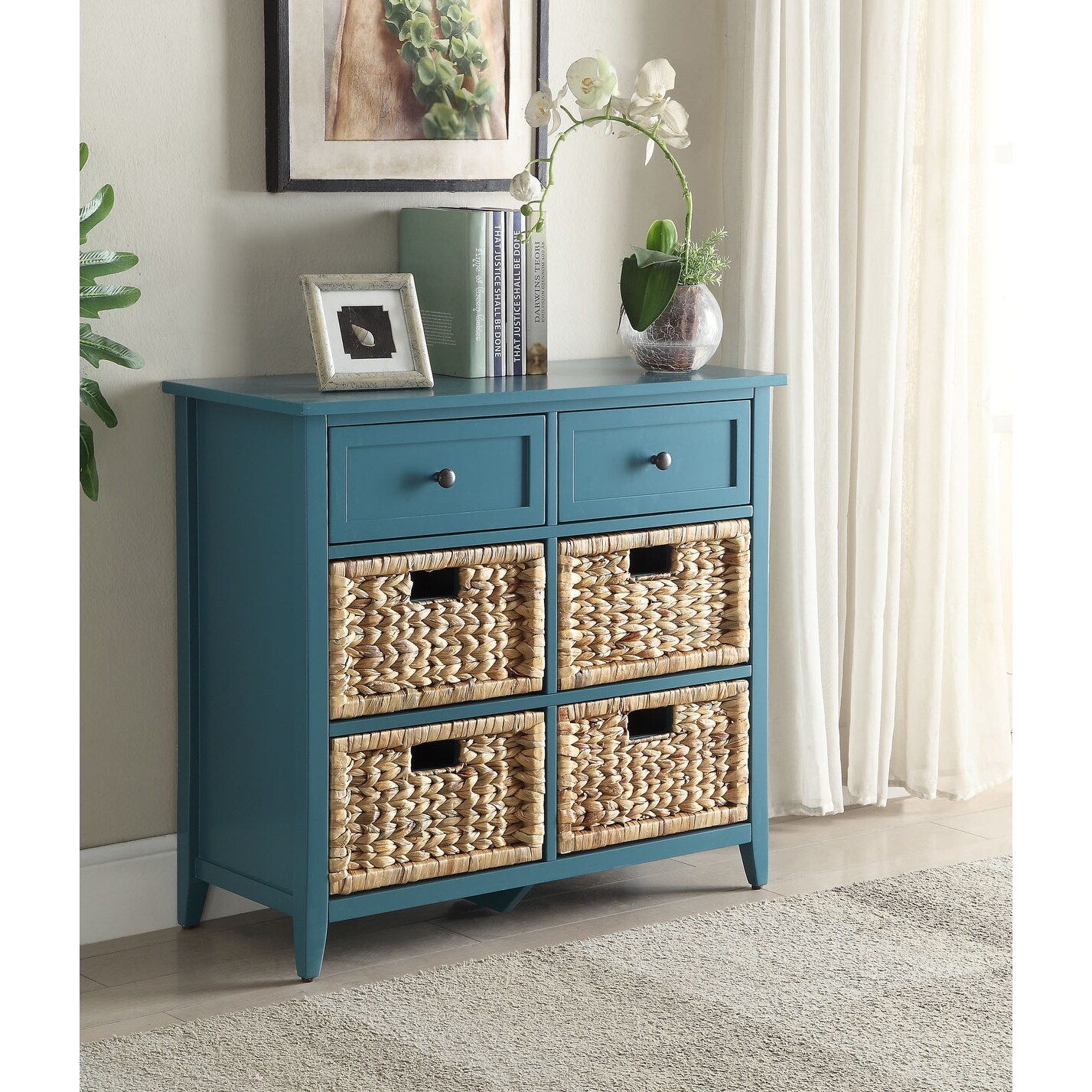 Splendid Teal Console Table with Storage