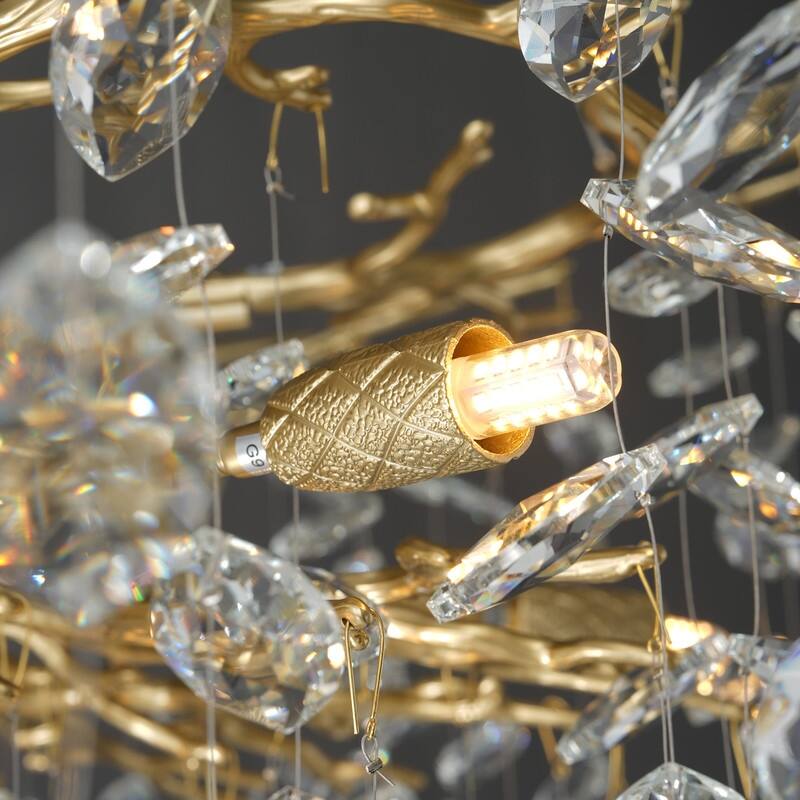 Modern Round Branch Crystal Chandelier, 600-1200mm Diameter, Marquise Cut Crystal Pendant Light