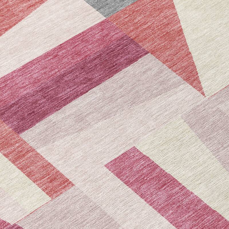 Machine Washable Indoor/ Outdoor Contemporry Mosaic Chantille Rug