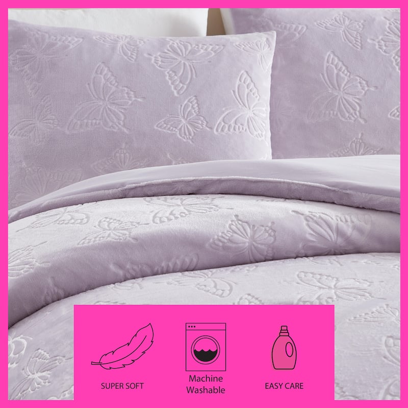 Betsey Johnson Butterfly Embossed Purple Comforter Set