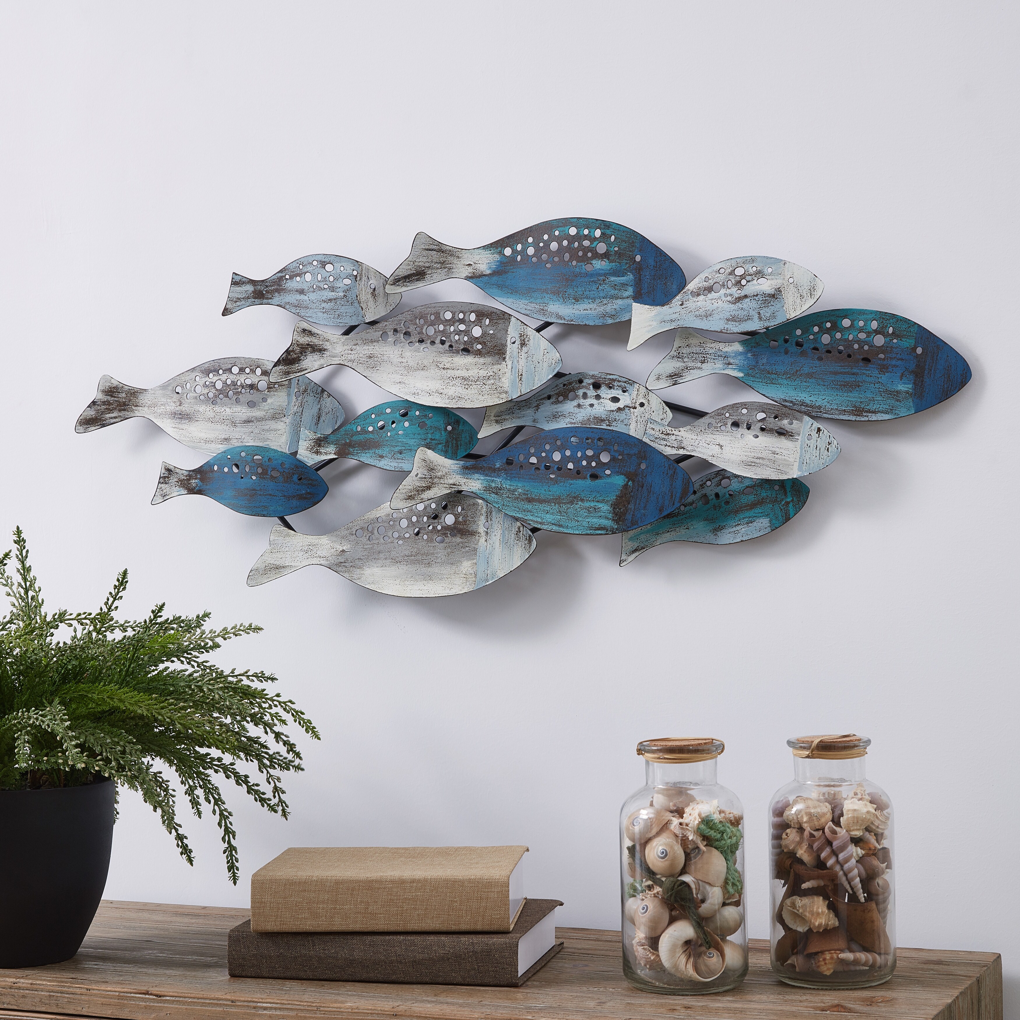 Danya B School Of Fish Modern Coastal Metal Wall Art Overstock Danya B School Of Fish Modern Coastal Metal Wall Art Overstock