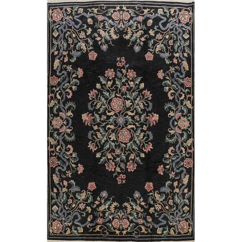 Floral Traditional Aubusson Oriental Area Rug Handmade Wool Carpet - 8'9" x 11'6"