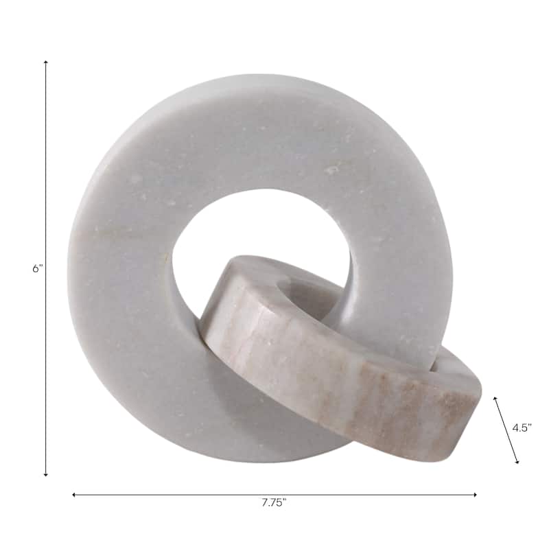 Double Ring Marble Sculpture for Home Decor - Decorative Objects for Home Decor - 8"