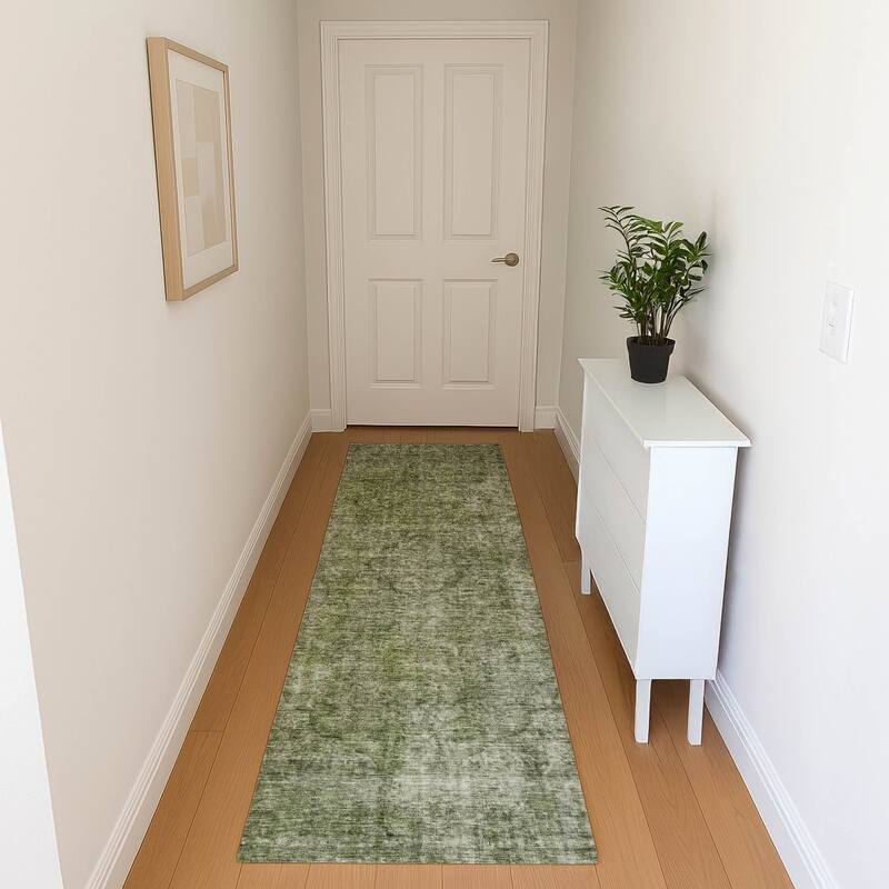 Premium Washable Super Soft Vintage Traditional Mayfield Rug - Green - 2'3" x 7'6"