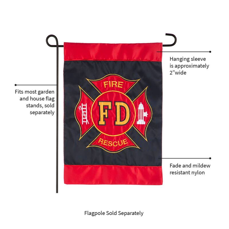 12.5 in. x 18 in. Fire Department Garden Applique Flag