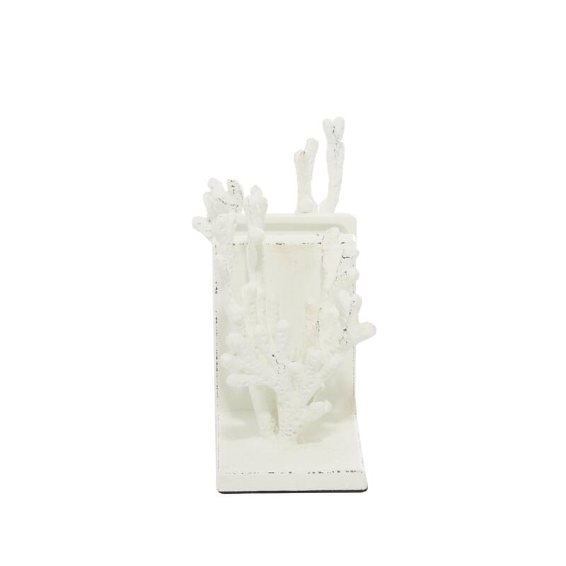 Metal Coral Decorative Bookends - Set of 2 White or Blue - Roche River Decor