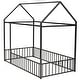 preview thumbnail 3 of 7, Black Metal Twin Size House Bed Frame with Fence and Roof