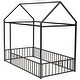 preview thumbnail 5 of 8, Black Twin Size Metal House Bed Frame with Fence and Roof for Kids, Teens, Girls, Boys