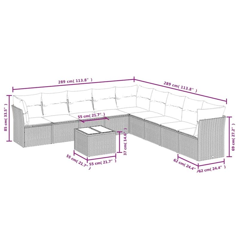 vidaXL Garden Sofa Set Beige, Cream White - 113.8 x 113.8 x 27.2