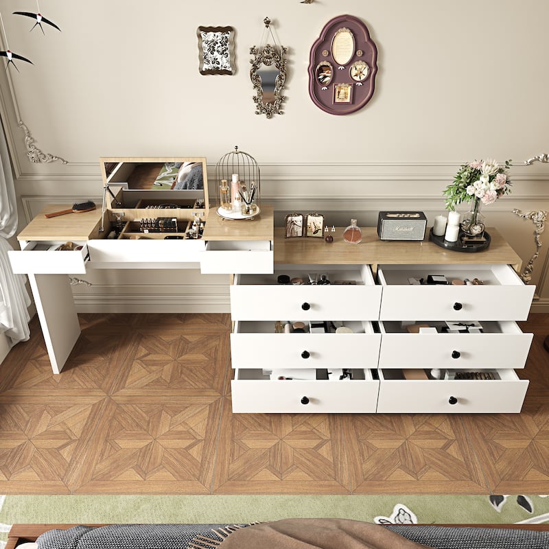 Home Office Storage Expandable Dresser Desk Combo