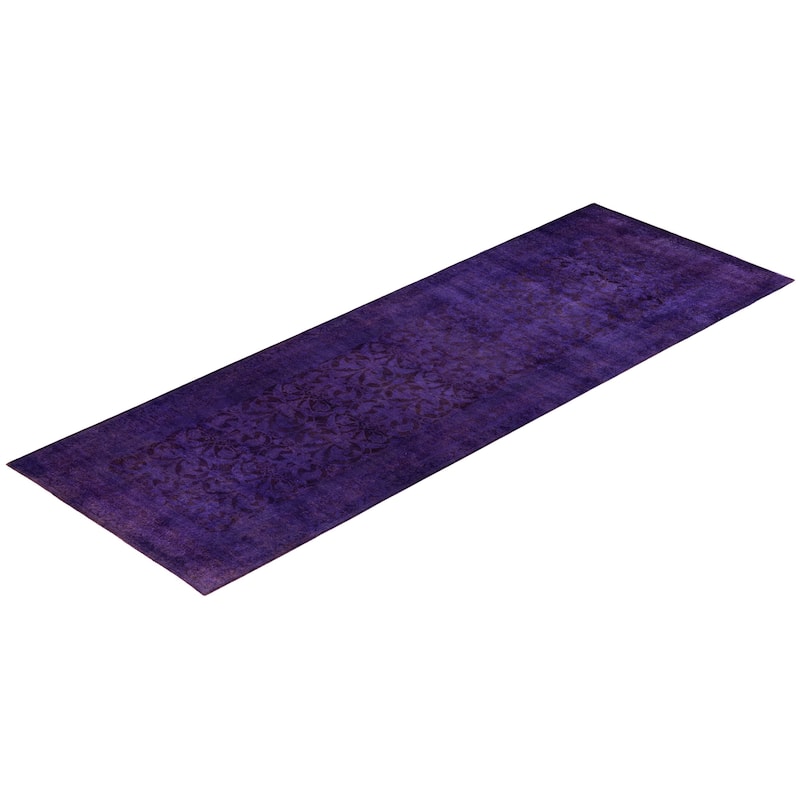Overdyed One-of-a-Kind Hand-Knotted Area Rug - Purple - 4' 3" x 12' 1"